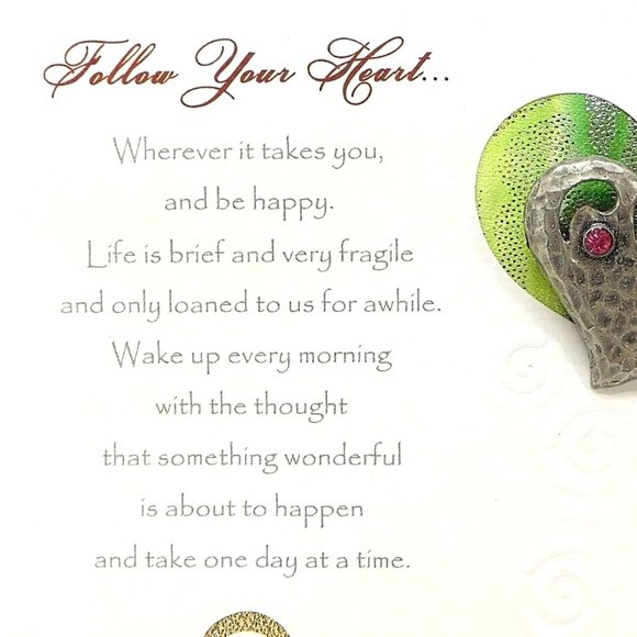 New Heart Brooch Pin Darling Dash Follow Your Heart Card Pink Rhinestone - Picture 3 of 4